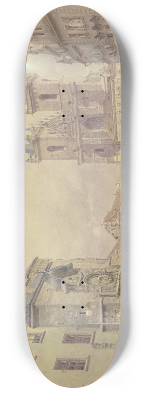 Rudolf von Alt - Blick auf die Teynkirche und die Mariensule am Altstdter Ring zu Prag 8.25 inch art skate deck