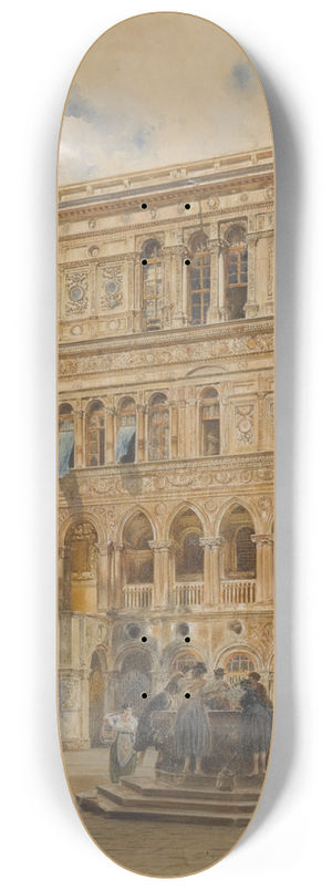 Rudolf von Alt - Courtyard of the Doges Palace, Venice 8.25 inch art skate deck