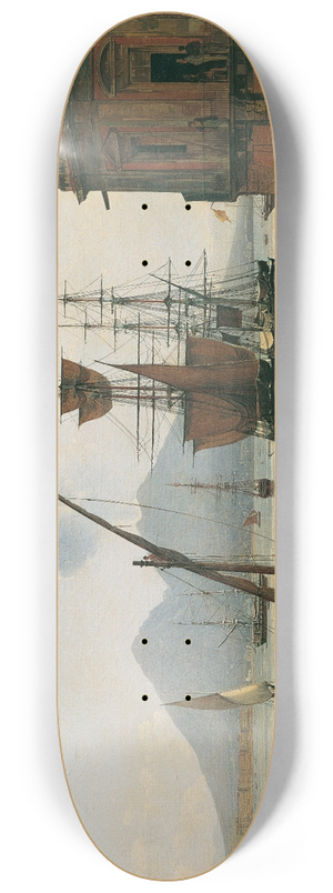 Rudolf von Alt - Der Hafen von Neapel mit Vesuv 8.25 inch art skate deck