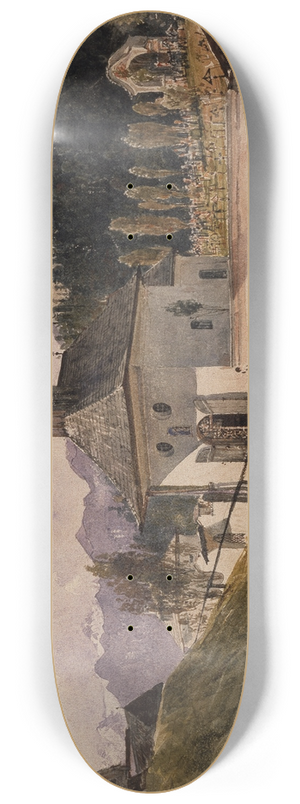 Rudolf von Alt - Graveyard in Ischl 8.25 inch art skate deck