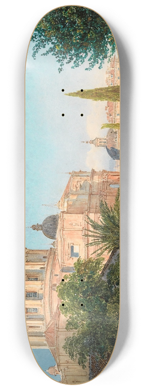 Rudolf von Alt - St Peters From The Vatican Garden 8.25 inch art skate deck