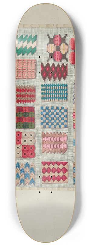 Ruth M. Barnes - Sampler (Stitching) 8.25 inch art skate deck
