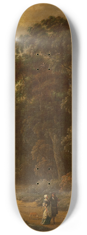Salomon Rombouts - Forest Landscape with Forest Workers and People Strolling 8.25 inch art skate deck