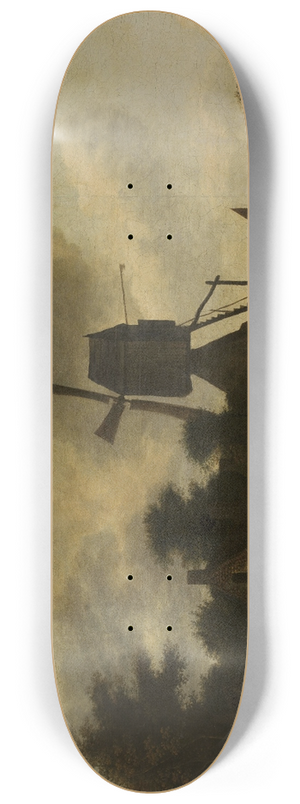 Salomon Rombouts - Landscape with a windmill 8.25 inch art skate deck