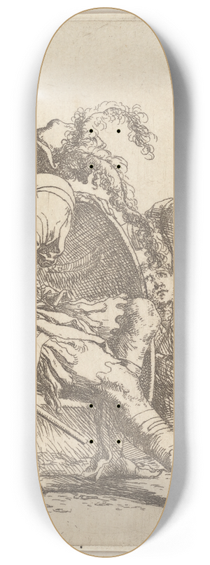 Salvator Rosa - Four Soldiers, One seated on a Stone at the Left 8.25 inch art skate deck
