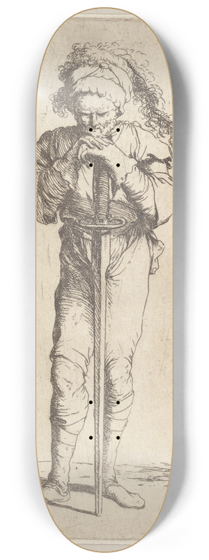 Salvator Rosa - Soldier Holding a Long Sword with Both Hands 8.25 inch art skate deck Salvator Rosa - Soldier Holding a Long Sword with Both Hands 8.25 inch art skate deck