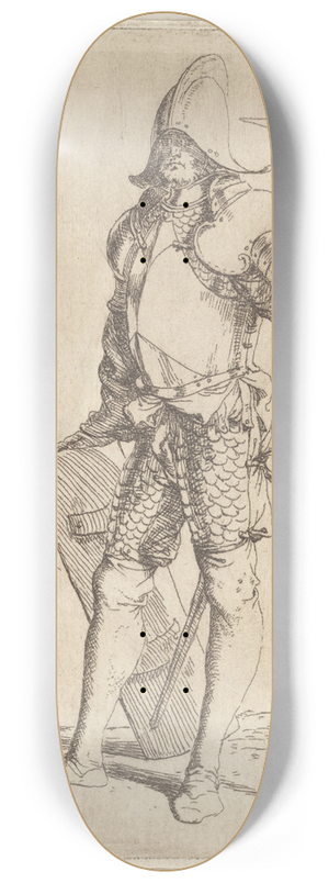 Salvator Rosa - Soldier, Standing, Holding a Cane, Facing Left 8.25 inch art skate deck