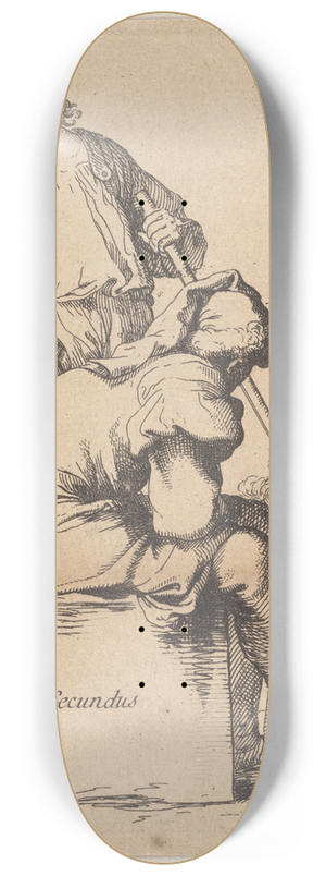 Salvator Rosa - Three Soldiers, One Seated on a Square Block of Stone 8.25 inch art skate deck