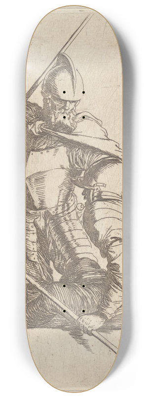 Salvator Rosa - Two Soldiers, One in Helmet and Bearded 8.25 inch art skate deck Salvator Rosa - Two Soldiers, One in Helmet and Bearded 8.25 inch art skate deck