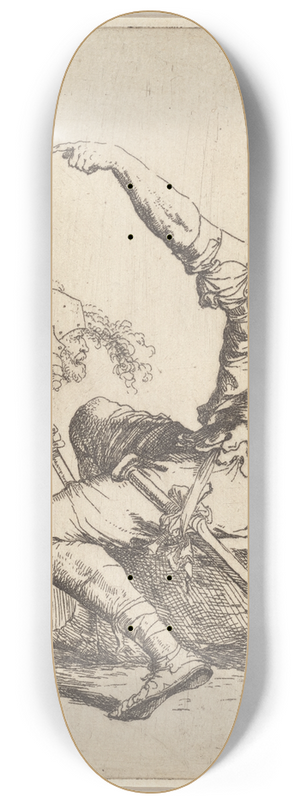 Salvator Rosa - Two soldiers Seated on a Rectangular Stone 8.25 inch art skate deck