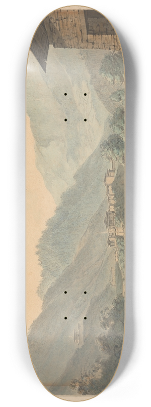 Samuel Davis - Mountainous Scene with Buildings and River 8.25 inch art skate deck Samuel Davis - Mountainous Scene with Buildings and River 8.25 inch art skate deck
