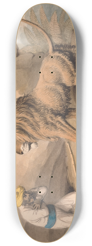 Samuel Howitt - A Lion Standing over a Wounded Leapard 8.25 inch art skate deck