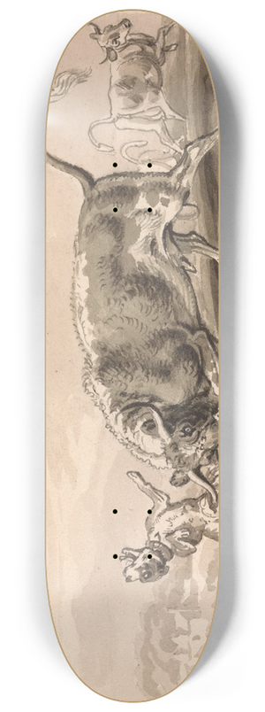 Samuel Howitt - Bull Attacking Mastiff 8.25 inch art skate deck