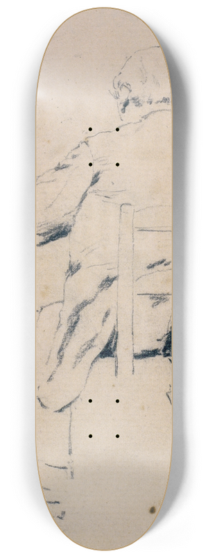 Santiago Rusiol - Seated Man from Behind 8.25 inch art skate deck