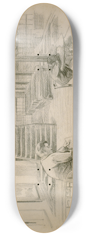 Santiago Rusiol - Waiting for Customers 8.25 inch art skate deck