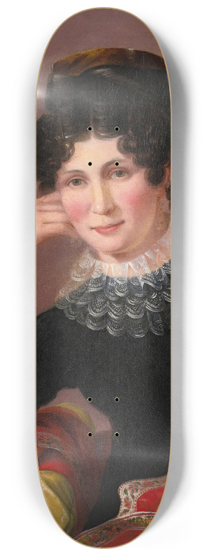 Sarah Miriam Peale - Portrait Of A Young Woman With A Lace Collar And Paisley Fringed Shawl 8.25 inch art skate deck Sarah Miriam Peale - Portrait Of A Young Woman With A Lace Collar And Paisley Fringed Shawl 8.25 inch art skate deck