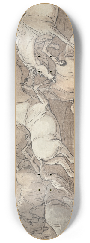 Sawrey Gilpin - A Group of Eight Horses Fighting 8.25 inch art skate deck