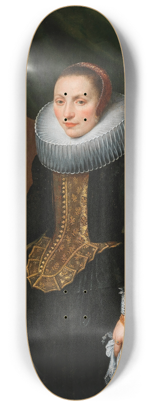 School Of Antwerp - Portrait of an elegant lady, standing by a chair 8.25 inch art skate deck School Of Antwerp - Portrait of an elegant lady, standing by a chair 8.25 inch art skate deck