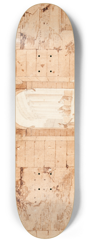 School Of Hubert Robert - Roman Ruins with Figures 8.25 inch art skate deck