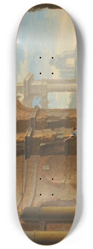 Sebastiano Ricci - A capriccio with figures conversing by classical ruins 8.25 inch art skate deck
