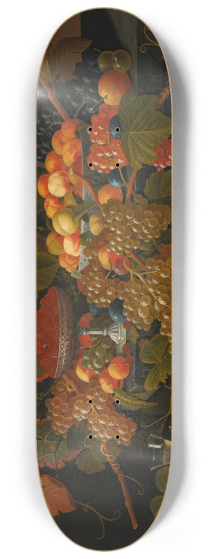 Severin Roesen - Still Life With Fruit And Champagne 8.25 inch art skate deck Severin Roesen - Still Life With Fruit And Champagne 8.25 inch art skate deck