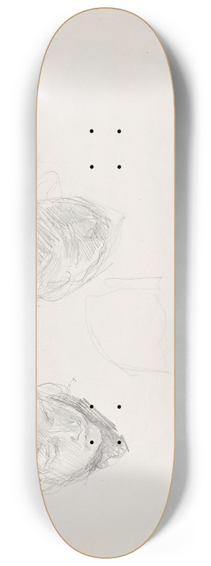 Signe Scheel - Kvinnehode; riss av to hoder 8.25 inch art skate deck