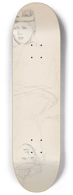 Signe Scheel - Kvinneportrett; riss av ben; riss av sko; kvinneansikt 8.25 inch art skate deck Signe Scheel - Kvinneportrett; riss av ben; riss av sko; kvinneansikt 8.25 inch art skate deck