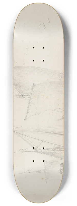 Simon de Vlieger - Barken liegen an einem gemauerten Quai, auf welchem mehrere Figuren stehen 8.25 inch art skate deck