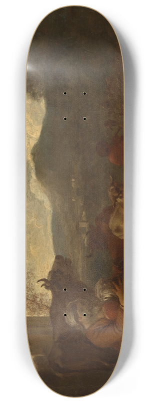 Simon van der Does - Hirtin, ihr Kind stillend, mit der Herde in sdlicher Landschaft 8.25 inch art skate deck