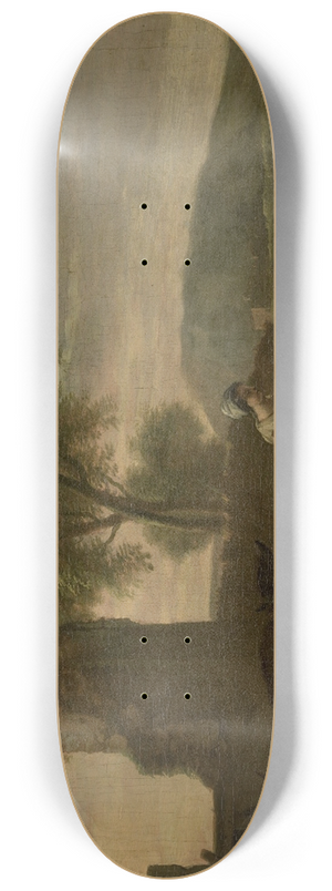 Simon van der Does - Italian Landscape with Shepherdess and Flocks 8.25 inch art skate deck