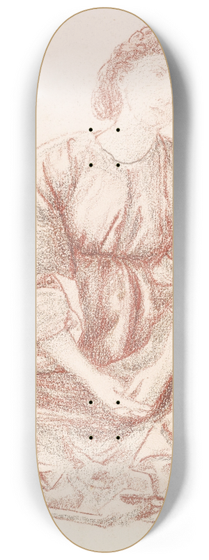 Sir Edward Coley Burne-Jones - Green Summer  Drapery Study for the Central Figure 8.25 inch art skate deck