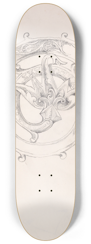 Sir Edward Coley Burne-Jones - Sketchbook  Study for Head of Crozier 8.25 inch art skate deck