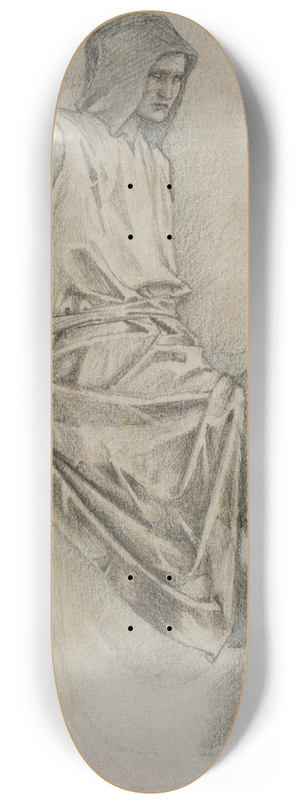 Sir Edward Coley Burne-Jones - Study for the Failure of Gawain from the Holy Grail Tapestries 8.25 inch art skate deck