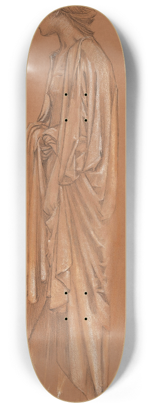 Sir Edward Coley Burne-Jones - Study of a draped female figure for The Sleep of Arthur in Avalon 8.25 inch art skate deck