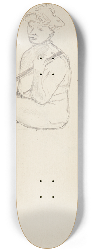 Adolf Sternschuss - akt siedzcej kobiety trzymajcej instrument muzyczny 8.25 inch art skate deck
