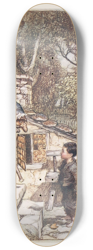 Arthur Rackham - Ali at once the door opened and an old, old Woman, supporting herself on a crutch, came hobbling out 8.25 inch art skate deck