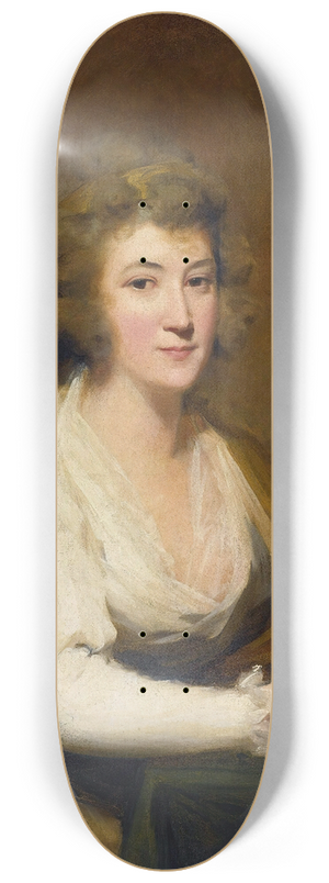 Sir Henry Raeburn - Portrait Of Lady Nasmyth, In A White Dress And Brown Shawl, Seated At A Table, Holding A Book 8.25 inch art skate deck