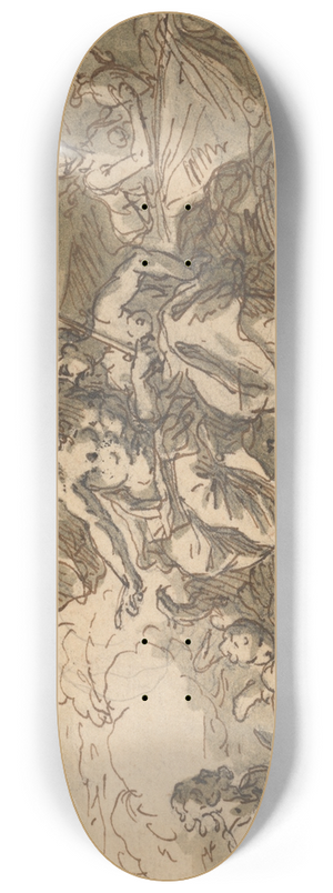 Sir James Thornhill - Design for a Mythological Scene, with Jupiter and Juno 8.25 inch art skate deck