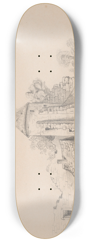 Stanisaw Wyspiaski - Ruins of a castle wall with tower 8.25 inch art skate deck