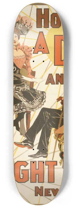 Strobridge & Co. Lith. - Hoyts A day and a night in New York 8.25 inch art skate deck
