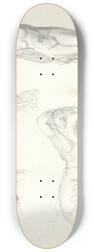 Svend Rathsack - Studieblad med fire udkast til figurerne Eva og Sovende pige 8.25 inch art skate deck