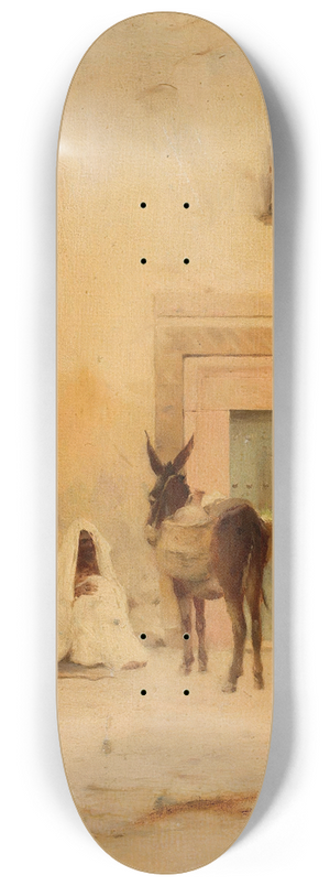 Tadeusz Ajdukiewicz - Arab and a donkey at the wall of a house 8.25 inch art skate deck