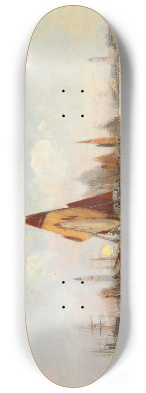 Theodor Freiherr von Ehrmanns - Fishing Boats near Venice 8.25 inch art skate deck