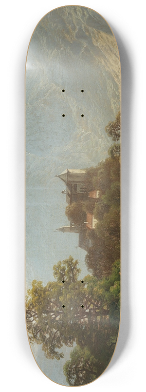 Theodor Nocken - Alpine Lake Scene 8.25 inch art skate deck