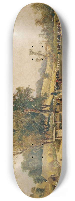 Theodor Von Hrmann - Ungarische Landschaft Mit Viehtrnke 8.25 inch art skate deck
