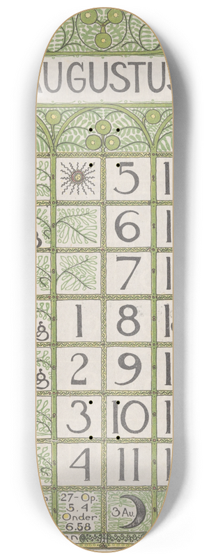 Theo Nieuwenhuis - Kalenderblad augustus 1900 8.25 inch art skate deck