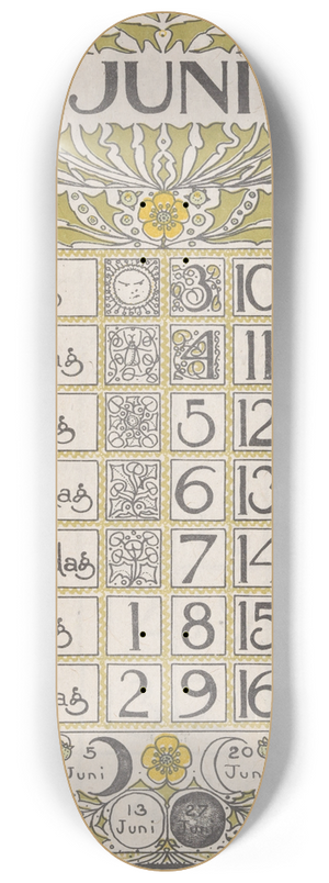 Theo Nieuwenhuis - Kalenderblad juni 1900 8.25 inch art skate deck