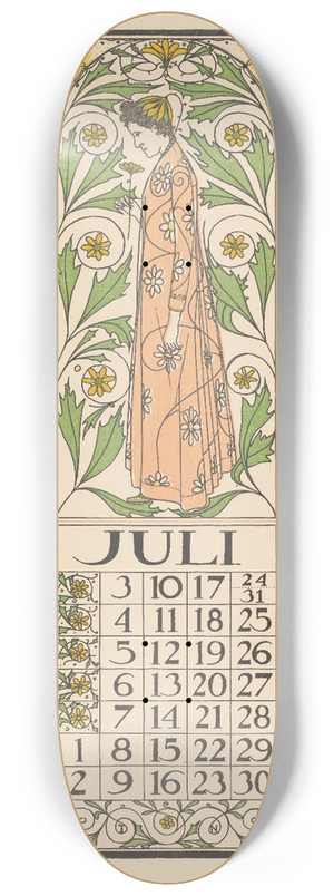 Theo Nieuwenhuis - Kalenderblad voor juli 1898 8.25 inch art skate deck