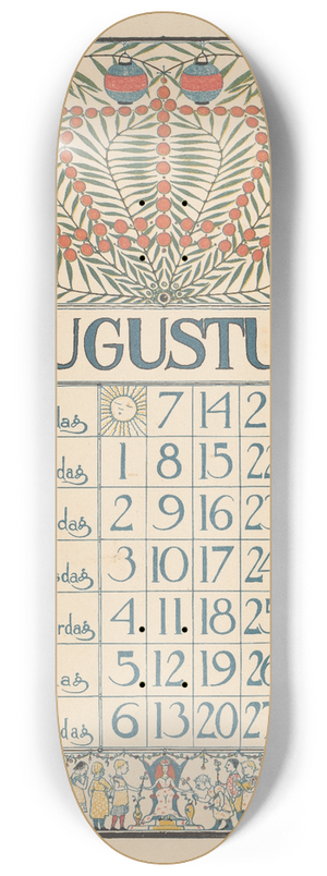 Theo Nieuwenhuis - Kalender voor augustus 1898 8.25 inch art skate deck