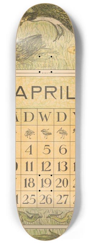Theo van Hoytema - Kalenderblad april met twee kieviten 8.25 inch art skate deck